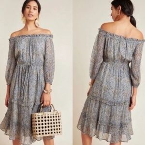 Anthropologie Kira Off-the-Shoulder Peasant Dress Size 10 NWOT
